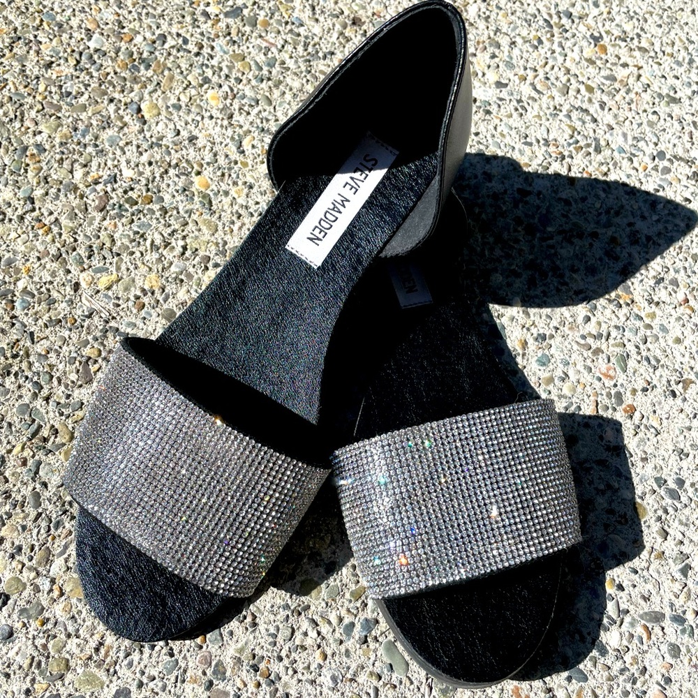 Steve Madden Rhinestone Opened Toe Flats